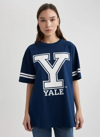 Oversize Fit Yale University Licensed Crew Neck Pr