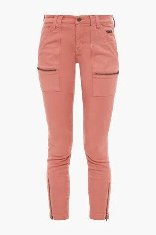 Park moto-style cropped cotton-blend twill skinny pants