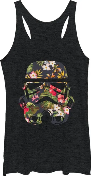 Women's Star Wars Tropical Stormtrooper Racerback Tank Top - Black Heather - X Large