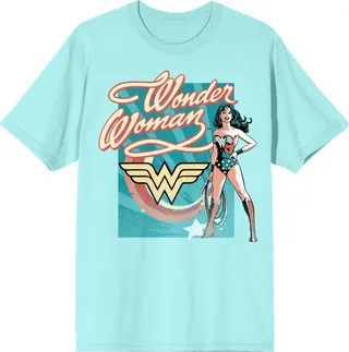 Wonder Woman Character Art Juniors Celadon T-shirt-Small
