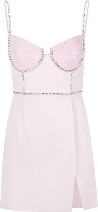 Diamanté-Trim Fitted Mini Dress