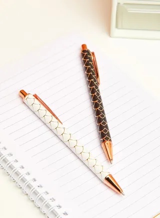 Set Of Two White & Black Pens