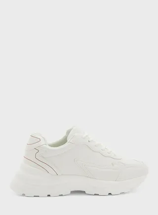 Mixed Lace Detail Chunky Sneaker