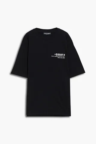 Appliquéd printed cotton-jersey T-shirt