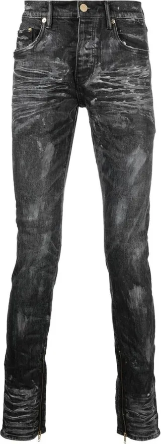 Black Coated Distressed Skinny Jeans
