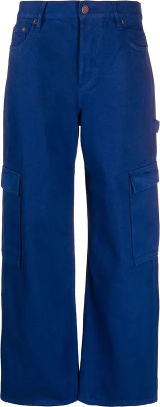 Cargo-Pockets Wide-Leg Jeans
