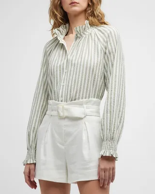Calisto Striped Ruffle Collar Shirt