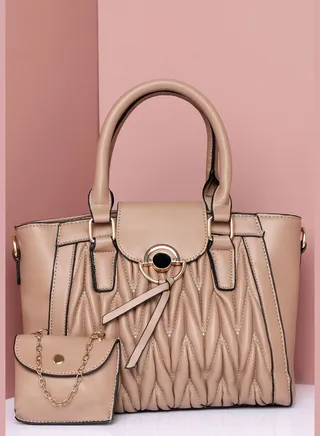 Textured Casual Regular Hand Bag with Zip Lock For Women