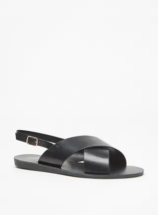 Womens Solid Cross Strap Sandals With Buckle Closure By Shoexpress