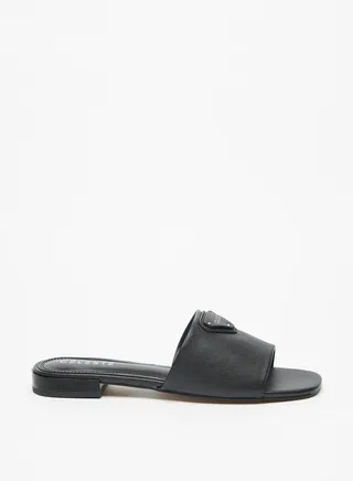 Women Logo Applique Slip On Sandals