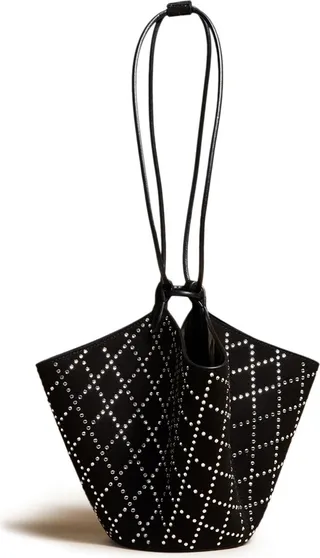 Mini Lotus Crystal Lattice Suede Tote