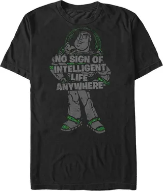 Men's Toy Story Buzz Lightyear No Sign of Intelligent Life T-Shirt - Black - Medium