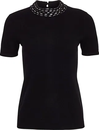 Embellished Collar Cashmere Top