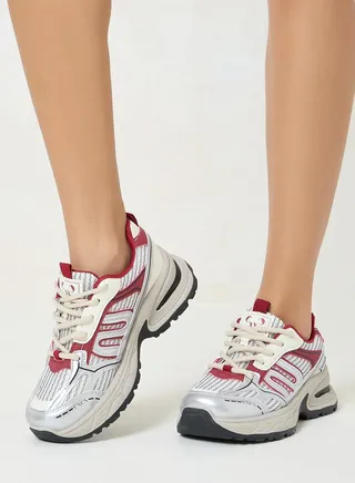 Textured Lace Up Chunky Sneakers