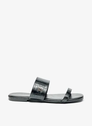 Womens Textured Slip On Flat Sandals By Shoexpress