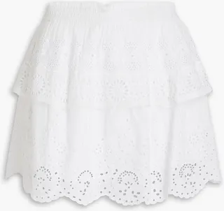 Charmaine tiered broderie anglaise cotton mini skirt
