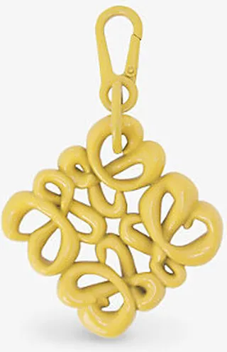 Womens Pale Yellow Glaze Inflated Anagram Metal Charm