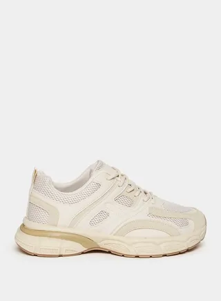 Knit Detail Chunky Sole Lace Up Sneakers