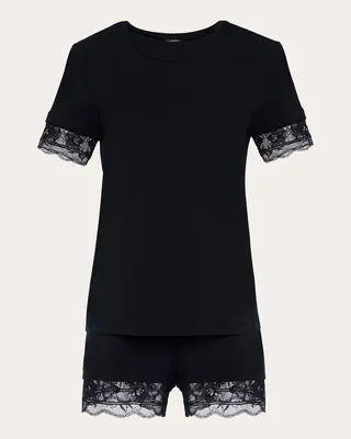 Lace-Trim Short Pajama Set