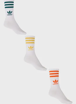 3 Pack 3 Stripes Crew Socks