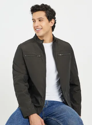 Solid Jacket with Zip Pockets