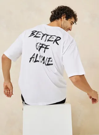 Back Slogan Print Oversized T-Shirt