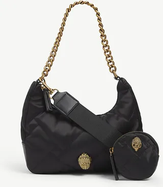 Womens Black Quilted Recycled Nylon Cross-body bag