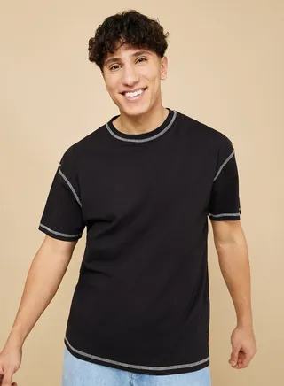 Contrast Stitch Compact Jersey Oversized T-Shirt