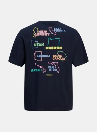 Front and Back Print Vivid Crew Neck T-shirt