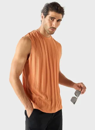 Textured Crew Neck Vest