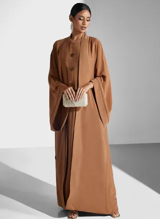 Wide Sleeve Button Detail Abaya