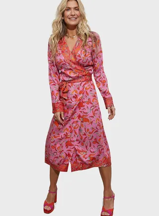 Surplice Neck Printed Dress