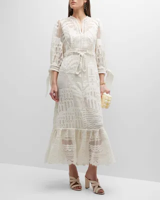 Morada Boa Guipure Maxi Dress