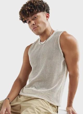Textured Crew Neck Vest