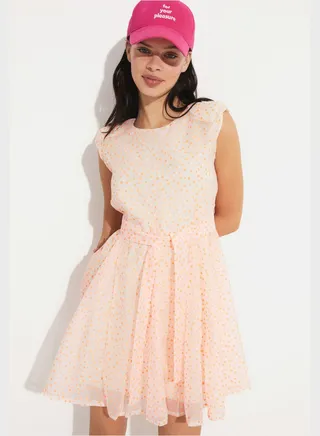 Crew Neck Tie Detail Dress