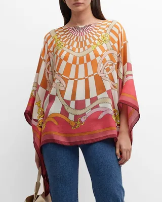 Warm-Toned Firenze Cashmere-Blend Poncho