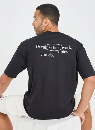 Back Slogan Print Drop Shoulder Oversized T-Shirt