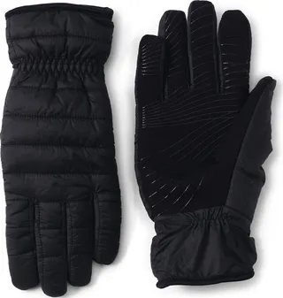 Lands' End Women's Ultra Lightweight EZ Touch Screen Quilted Gloves - Large - Black