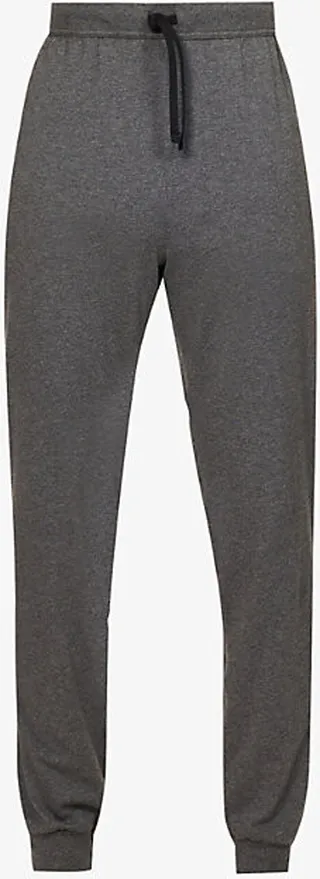 ens Charcoal Logo-embroidered Stretch-cotton Pyjama Jogging Bottoms