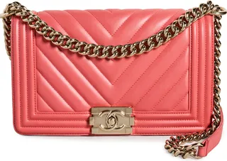 What Goes Around Comes Around Chanel Red Lambskin Chevronboy Medium