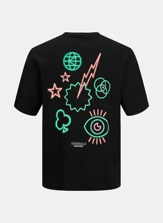 Front and Back Print Vivid Crew Neck T-shirt