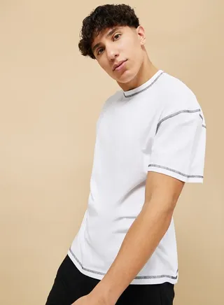 Contrast Stitch Compact Jersey Oversized T-Shirt