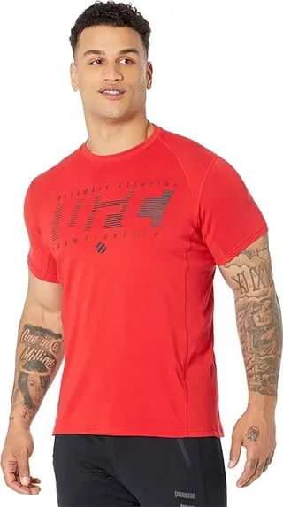 UFC Ultimate Fighting Short Sleeve Crew Neck Tee (Red) Men's Clothing