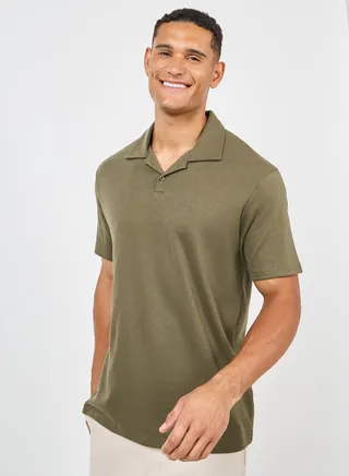 Revere Button Collar Interlock Relax Polo