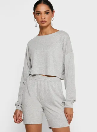 Crop Top Cycling Shorts Set