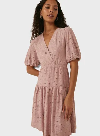 Balloon Sleeve Tiered Dress