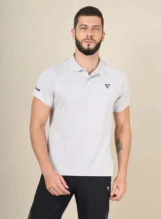 Logo Print Slim Fit Polo with Short Sleeves