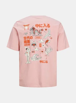 Front and Back Print Crew Neck Relaxed Fit T-shirt