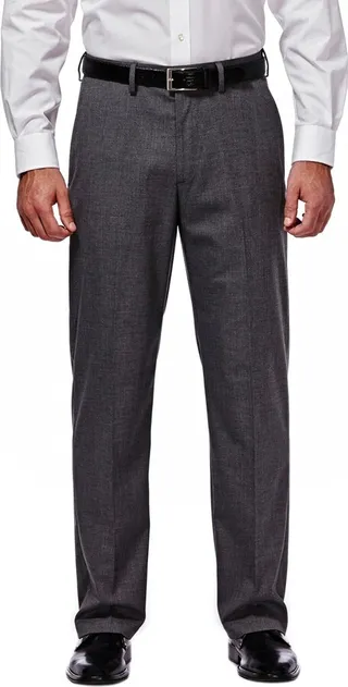 Haggar Men's J.M. Haggar Premium Stretch Classic Fit Flat Front Dress Pant 40 x 32 - Dark Heather Grey