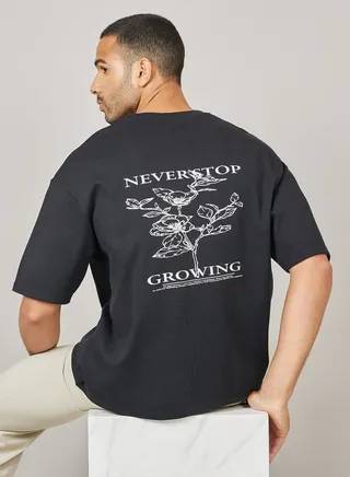 Oversized Back Graphic Print Interlock T-Shirt